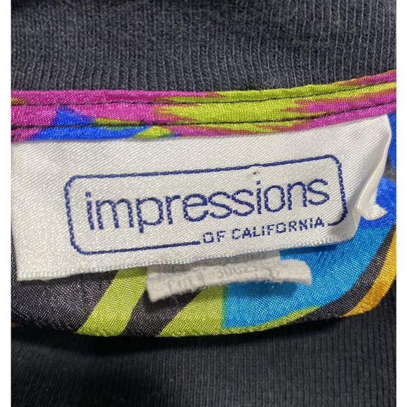 Retro 1980s silky bomber jacket zip front pockets 12 Impressions California USA - Picture 10 of 11